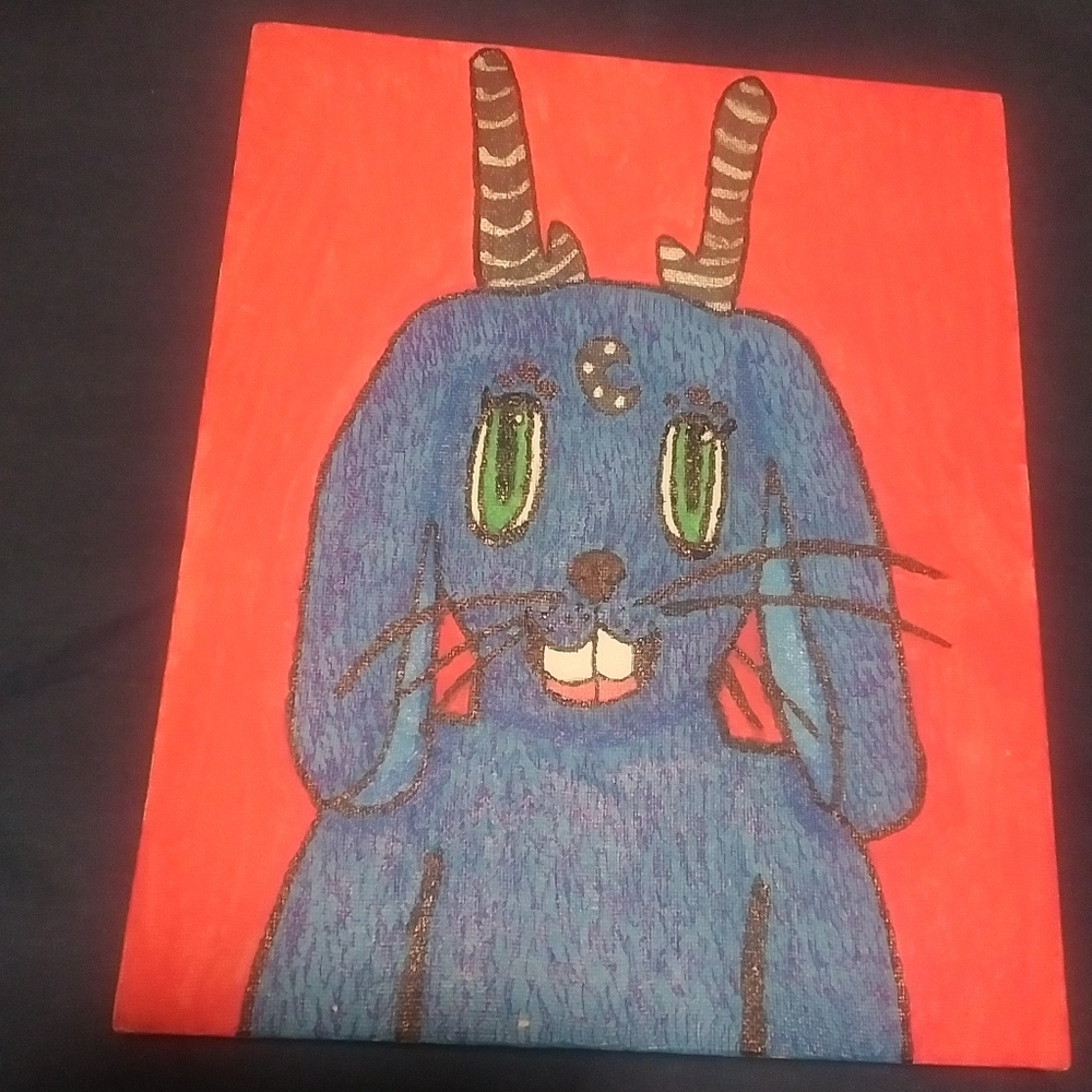 Handmade fantasy jackalope acrylic painting